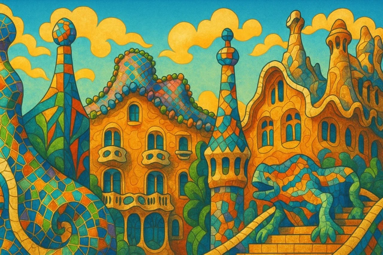 Barcelona Mosaic Gaudi Collage